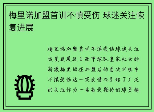 梅里诺加盟首训不慎受伤 球迷关注恢复进展 梅里诺加盟首训不慎受伤 球迷关注恢复进展